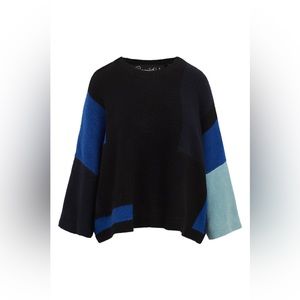Parrish LA Justus Wool Blend Sweater 
Black/Denim/Royal/Navy